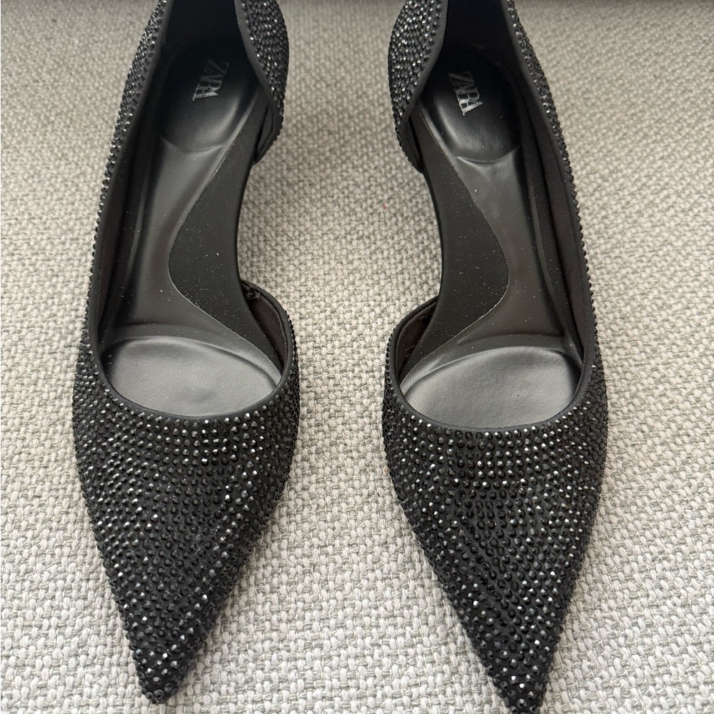 Zara Black Rhinestone Heels